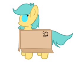 Size: 487x406 | Tagged: safe, artist:jerkface, derpibooru import, oc, oc only, oc:boxfilly, pegasus, pony, box, cardboard box, fake cutie mark, female, filly, foal, pegasus oc, simple background, solo, transparent background