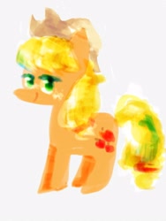 Size: 1200x1600 | Tagged: safe, artist:laurasrxfgcc, derpibooru import, applejack, earth pony, pony, cowboy hat, digital art, green eyes, hat, looking at you, simple background, smiling, solo, standing up, white background