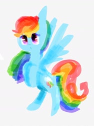 Size: 1248x1664 | Tagged: safe, artist:laurasrxfgcc, derpibooru import, rainbow dash, pegasus, pony, female, frown, multicolored hair, simple background, solo, white background