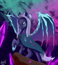 Size: 900x1000 | Tagged: safe, artist:etherfii, derpibooru import, oc, oc:naegissa, alicorn, pony, bat wings, wings