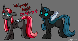 Size: 3528x1860 | Tagged: safe, artist:walpurgie, derpibooru import, oc, oc only, oc:walpurgie night, changeling, female, ponysona, solo