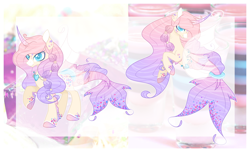 Size: 3000x1821 | Tagged: safe, artist:w-olfsbane, derpibooru import, oc, oc only, merpony, pony, seapony (g4), unicorn, adoptable, blue eyes, dorsal fin, female, fins, fish tail, flowing mane, flowing tail, horn, seaponified, simple background, smiling, solo, species swap, tail, transparent background