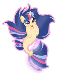 Size: 1280x1577 | Tagged: safe, artist:cozydrawmlp-next-gen, derpibooru import, oc, oc only, seapony (g4), unicorn, base used, dorsal fin, fish tail, flowing mane, flowing tail, hooves on cheeks, horn, not twilight sparkle, open mouth, open smile, purple eyes, seaponified, simple background, smiling, solo, species swap, starry eyes, tail, transparent background, wingding eyes