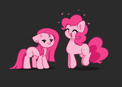 Size: 6800x4900 | Tagged: safe, artist:kittyrosie, derpibooru import, pinkie pie, earth pony, pony, ..., cross-popping veins, cute, diapinkes, duality, ears, eyes closed, floating heart, floppy ears, grumpy, heart, open mouth, open smile, pinkamena diane pie, pinkie pie is not amused, self paradox, self ponidox, smiling, unamused