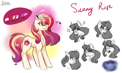 Size: 3000x1800 | Tagged: safe, artist:just-silvushka, derpibooru import, oc, oc only, pony, unicorn, bust, female, horn, mare, offspring, parent:oc:eclipse, parent:sunset shimmer, parents:canon x oc, reference sheet, smiling, unicorn oc