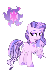 Size: 1800x2500 | Tagged: safe, artist:just-silvushka, derpibooru import, oc, oc only, pony, unicorn, base used, choker, cloven hooves, colored hooves, female, horn, magical lesbian spawn, mare, offspring, parent:princess celestia, parent:twilight sparkle, parents:twilestia, simple background, smiling, solo, transparent background, unicorn oc