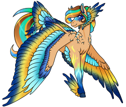 Size: 2905x2480 | Tagged: safe, artist:oneiria-fylakas, derpibooru import, oc, oc:blue fire, pegasus, pony, colored wings, multicolored wings, rainbow power, simple background, solo, tail, tail feathers, transparent background, wings