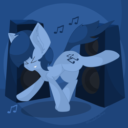 Size: 2100x2100 | Tagged: safe, artist:parabellumpony, derpibooru import, blues, noteworthy, earth pony, pony, dancing, music notes, solo, speakers