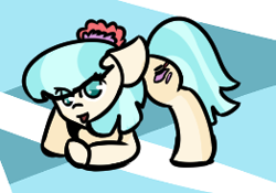 Size: 262x183 | Tagged: safe, artist:inky scroll, derpibooru import, coco pommel, earth pony, pony, face down ass up, jacko challenge, looking at you, lowres, meme, smiling, smiling at you, solo