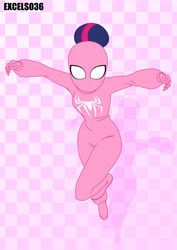 Size: 2480x3508 | Tagged: safe, artist:excelso36, derpibooru import, sci-twi, twilight sparkle, equestria girls, marvel, simple background, solo, spider-man