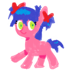 Size: 450x450 | Tagged: safe, artist:omelettepony, ponerpics import, oc, oc only, oc:nice, oc:nice girl, earth pony, pony, /s4s/, 4chan, bow, bury pink gril, earth pony oc, female, hair bow, mare, simple background, solo, white background