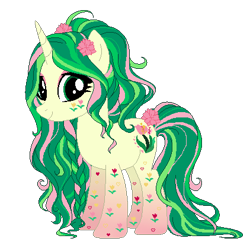 Size: 422x413 | Tagged: safe, alternate version, artist:gihhbloonde, derpibooru import, oc, oc only, pony, unicorn, base used, eyelashes, female, flower, flower in hair, horn, makeup, mare, simple background, smiling, solo, transparent background, unicorn oc