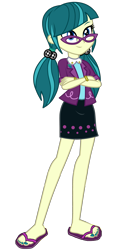 Size: 2000x3600 | Tagged: safe, artist:mixiepie, derpibooru import, juniper montage, human, equestria girls, mirror magic, movie magic, spoiler:eqg specials, clothes, crossed arms, cute, feet, female, flip flops, nail polish, simple background, skirt, smiling, solo, toenail polish, toes, transparent background