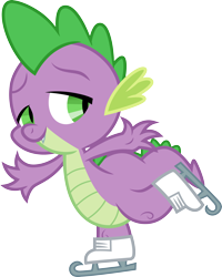 Size: 3000x3751 | Tagged: safe, artist:cloudyglow, derpibooru import, spike, dragon, tanks for the memories, .ai available, ice skates, ice skating, male, simple background, solo, transparent background, vector
