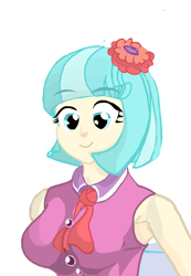 Size: 1142x1652 | Tagged: safe, artist:kirinstarlight, derpibooru import, coco pommel, equestria girls, breasts, coco puffs, equestria girls-ified, looking at you, smiley face