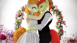 Size: 4096x2304 | Tagged: safe, alternate version, artist:loveslove, derpibooru import, bright mac, pear butter, anthro, 3d, alternate character, brightbutter, commissioner:nerothewizard, female, male, marriage, shipping, source filmmaker, straight, wedding