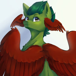 Size: 1280x1274 | Tagged: safe, artist:second-can, derpibooru import, oc, pegasus, pony, colored wings, male, solo, stallion, wing ears, wings