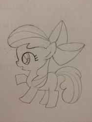 Size: 768x1024 | Tagged: safe, artist:まーいわし, derpibooru import, apple bloom, earth pony, pony, female, filly, foal, sketch, solo, traditional art