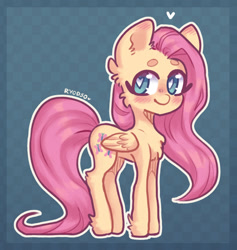 Size: 1280x1351 | Tagged: safe, artist:ryodso, derpibooru import, fluttershy, pegasus, pony, beanbrows, blushing, chest fluff, cute, ear fluff, ears, eyebrows, female, heart, heart eyes, leg fluff, mare, shyabetes, solo, wingding eyes