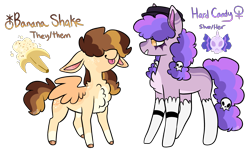 Size: 2369x1447 | Tagged: safe, artist:moccabliss, derpibooru import, oc, oc only, oc:banana shake, oc:hard candy, earth pony, pegasus, pony, female, magical lesbian spawn, mare, offspring, parent:bon bon, parent:lyra heartstrings, parents:lyrabon, simple background, tongue, tongue out, transparent background