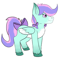 Size: 900x938 | Tagged: safe, artist:stitched-imp, derpibooru import, oc, oc only, oc:blissy, original species, pony, bow, chest fluff, hair bow, simple background, solo, tail, tail bow, transparent background