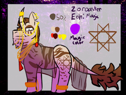 Size: 2048x1536 | Tagged: safe, artist:iizda, derpibooru import, oc, oc only, oc:zoroaster, zebra, zebracorn, clothes, horn, horn ring, male, reference sheet, ring, see-through, stallion