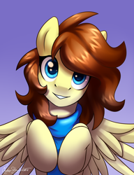 Size: 2000x2608 | Tagged: oc name needed, safe, artist:jedayskayvoker, derpibooru import, oc, pegasus, pony, clothes, cute, eyelashes, eyeliner, female, gradient background, looking at you, makeup, pegasus oc, scarf, smiling, smiling at you, solo