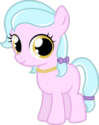 Size: 1510x1915 | Tagged: safe, artist:peternators, derpibooru import, oc, oc:goldy ornament, earth pony, pony, female, filly, foal, hairband, highlights, jewelry, necklace, ribbon, simple background, smiling, solo, tail, transparent background, two toned mane, two toned tail