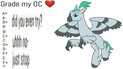 Size: 1299x731 | Tagged: safe, artist:exhumed legume, oc, oc only, hippogriff, hippogriff oc, joke, male, self deprecation, shitposting, simple background, solo, unnamed oc, white background