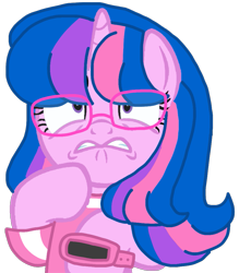 Size: 927x1058 | Tagged: safe, artist:徐詩珮, oc, oc:hsu amity, alicorn, pony, clothes, digital art, glasses, horn, simple background, stressed, transparent background, watch, worried