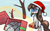 Size: 4000x2454 | Tagged: safe, artist:ahobobo, derpibooru import, oc, oc only, oc:frosty flakes, earth pony, pony, christmas, female, fluffy, gift box, gift giving, hat, holiday, magic, santa hat, snow, snowpony (species), taiga pony, yakutian horse