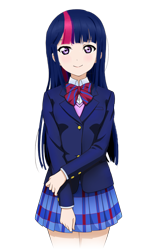 Size: 738x1200 | Tagged: safe, artist:cre58a, derpibooru import, twilight sparkle, human, anime, humanized, love live! school idol project, photoshop, simple background, solo, transparent background