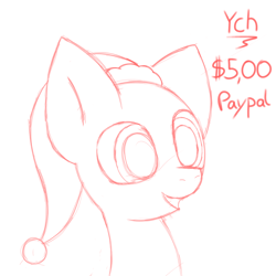 Size: 2000x2000 | Tagged: safe, artist:monycaalot, derpibooru import, oc, pony, christmas, commission, hat, holiday, paypal, santa hat, sketch, smiling, solo, ych sketch, your character here
