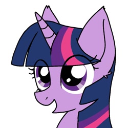 Size: 768x768 | Tagged: safe, artist:namaenonaipony, derpibooru import, twilight sparkle, pony, ambiguous race, bust, eye clipping through hair, female, mare, simple background, smiling, solo, white background