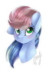 Size: 1260x1810 | Tagged: safe, artist:enifersuch, derpibooru import, oc, oc only, pony, bust, eyelashes, female, mare, multicolored hair, not rainbow dash, one ear down, rainbow hair, simple background, solo, transparent background