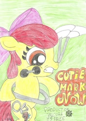 Size: 1642x2319 | Tagged: safe, artist:martyart21, derpibooru import, apple bloom, earth pony, pony, the cutie pox, female, filly, foal, loop-de-hoop, solo, traditional art