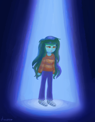 Size: 2000x2560 | Tagged: safe, derpibooru import, wallflower blush, equestria girls, blue light, dark background, solo