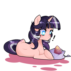 Size: 1403x1403 | Tagged: safe, artist:enifersuch, derpibooru import, oc, oc only, pony, unicorn, egg, eyelashes, female, lying down, mare, prone, simple background, solo, starry eyes, transparent background, wide eyes, wingding eyes