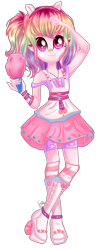 Size: 1068x2552 | Tagged: safe, artist:gihhbloonde, derpibooru import, oc, oc only, equestria girls, base used, clothes, cotton candy, eyelashes, female, high heels, multicolored hair, rainbow hair, shoes, simple background, skirt, smiling, solo, transparent background