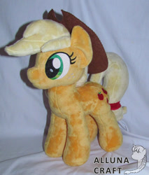 Size: 1024x1202 | Tagged: safe, artist:allunacraft, derpibooru import, applejack, pony, irl, photo, plushie, solo