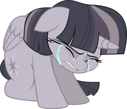 Size: 3914x3364 | Tagged: safe, artist:jhayarr23, artist:wardex101, derpibooru import, edit, twilight sparkle, twilight sparkle (alicorn), alicorn, pony, my little pony: the movie, crying, discorded, discorded twilight, ears, female, floppy ears, high res, mare, sad, simple background, sitting, solo, transparent background, vector