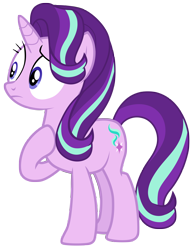 Size: 7000x9050 | Tagged: safe, artist:tardifice, derpibooru import, starlight glimmer, pony, unicorn, no second prances, absurd resolution, blue eyes, female, full body, hoof on chest, horn, mare, multicolored mane, multicolored tail, simple background, solo, standing, tail, transparent background, vector