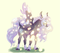 Size: 1417x1246 | Tagged: safe, artist:pegasus004, derpibooru import, oc, pegasus, pony, blaze (coat marking), coat markings, colored, colored wings, colored wingtips, dappled sunlight, ear fluff, ear piercing, earring, ears, facial markings, glasses, grass, horseshoes, jewelry, necklace, piercing, realistic horse legs, small wings, socks (coat marking), solo, unshorn fetlocks, wings