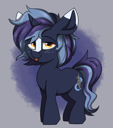 Size: 1274x1432 | Tagged: safe, artist:arume_lux, derpibooru import, oc, oc only, oc:witching hour, pony, unicorn, freckles, male, solo, tongue, tongue out