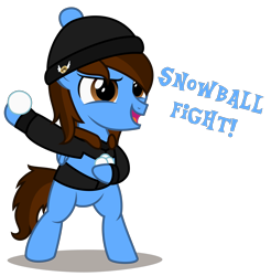 Size: 4020x4080 | Tagged: safe, artist:strategypony, derpibooru import, oc, oc only, oc:pegasusgamer, pegasus, pony, bipedal, clothes, colt, dialogue, male, simple background, snowball fight, transparent background, winter