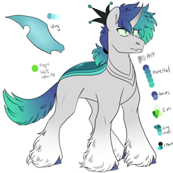Size: 3000x3000 | Tagged: safe, artist:gingygin, derpibooru import, oc, oc only, oc:valiance, changepony, hybrid, color palette, high res, interspecies offspring, offspring, parent:queen chrysalis, parent:shining armor, parents:shining chrysalis, reference sheet, simple background, solo, unshorn fetlocks, white background