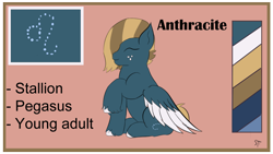 Size: 1192x670 | Tagged: safe, artist:schumette14, derpibooru import, oc, oc:anthracite, pegasus, alternate universe, astrology, male, multiverse, next generation, offspring, parent:big macintosh, parent:marble pie, parents:marblemac, stallion