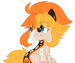 Size: 1336x1128 | Tagged: safe, artist:necrophilifox, derpibooru import, oc, oc only, earth pony, pony, base used, earth pony oc, eye clipping through hair, eyelashes, looking back, pumpkin bucket, simple background, smiling, solo, tattoo, transparent background