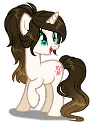 Size: 712x952 | Tagged: safe, artist:gihhbloonde, derpibooru import, oc, oc only, oc:gihh bloonde, pony, unicorn, eyelashes, female, horn, looking back, looking to side, looking to the right, mare, open mouth, open smile, simple background, smiling, solo, transparent background, unicorn oc