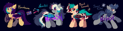 Size: 9000x2300 | Tagged: safe, artist:mirtash, derpibooru import, oc, oc only, bat pony, pony, unicorn, adoptable, bat pony oc